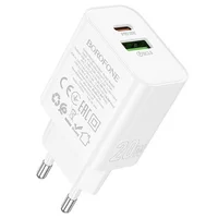 СЗУ Borofone BA88A Navy PD20W+QC3.0 (1USB-A/1C) White