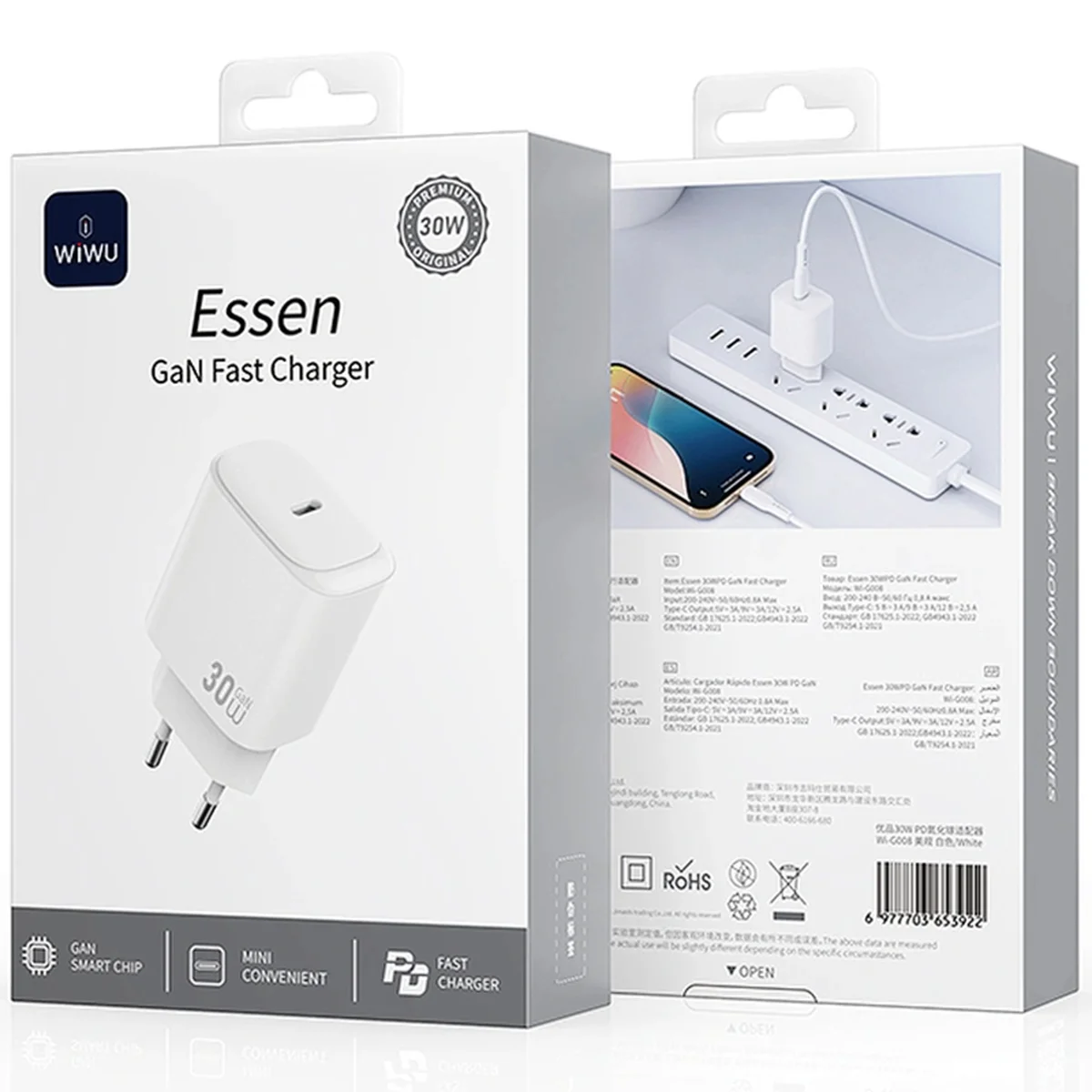 СЗУ WIWU G008 Essen PD30W GaN (1USB-C) White
