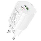 СЗУ Borofone BA104A Pudding PD20W+QC3.0 (1USB-A/1C) White