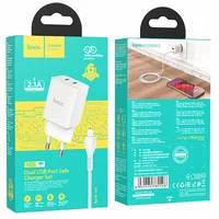 СЗУ Hoco N25 Maker (2USB-A) + USB to Lightning White