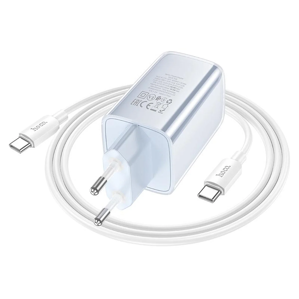 СЗУ Hoco N48 Glorious PD65W (1USB-C) + кабель Type-C to Type-C Blue