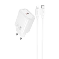 СЗУ Hoco N62 Gentle PD30W (1USB-C) + кабель Type-C to Lightning White