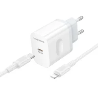 СЗУ Borofone BA99A Breeze PD20W (1USB-C) + кабель Type-C to Lightning White
