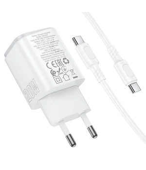 СЗУ Borofone BAS83A Star PD20W+QC3.0 (1USB-A/1C) + кабель Type-C to Type-C White