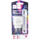 СЗУ Hoco C109A Fighter PD20W+QC3.0 (1USB-A/1C) + кабель Type-C to Lightning White