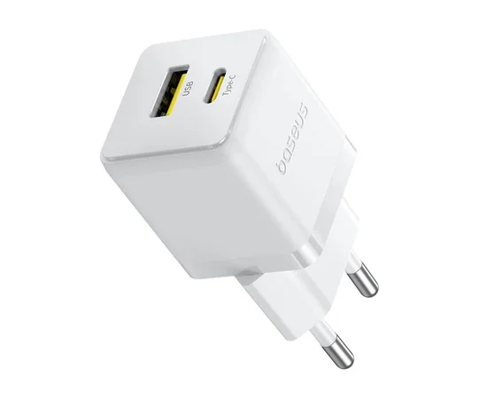 СЗУ Baseus Palm Fast Charger 20W (1USB-A/1C) + кабель Type-C to Type-C (P10111608) Moon White