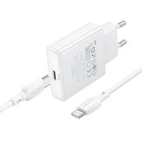 СЗУ Borofone BN23 Wish PD20W (1USB-C) + кабель Type-C to Type-C White