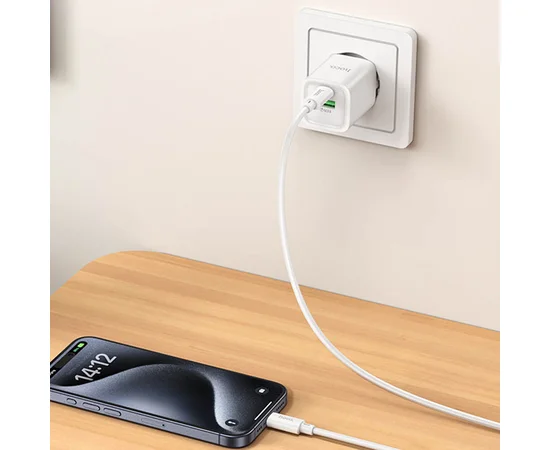 СЗУ Hoco C149A Charm PD30W+QC3.0 (1USB-A/1C) + кабель Type-C to Type-C White