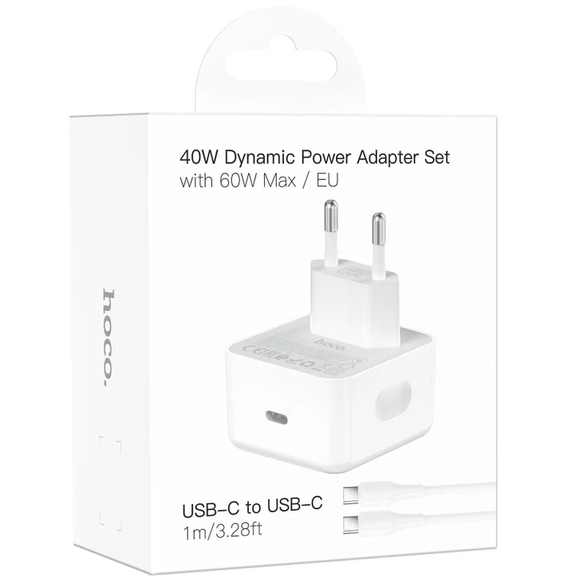 СЗУ Hoco C161A Speed PD40W (1USB-C) + кабель Type-C to Type-C White