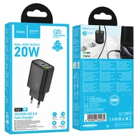 СЗУ Hoco N61 Gentle PD20W+QC3.0 (1USB-A/1C) Black