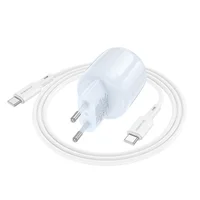 СЗУ Borofone BA93A Lustrous PD20W+QC3.0 (1USB-A/1C) + кабель Type-C to Type-C Blue