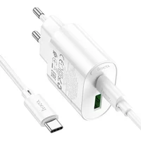 СЗУ Hoco C109A Fighter PD20W+QC3.0 (1USB-A/1C) + кабель Type-C to Type-C White
