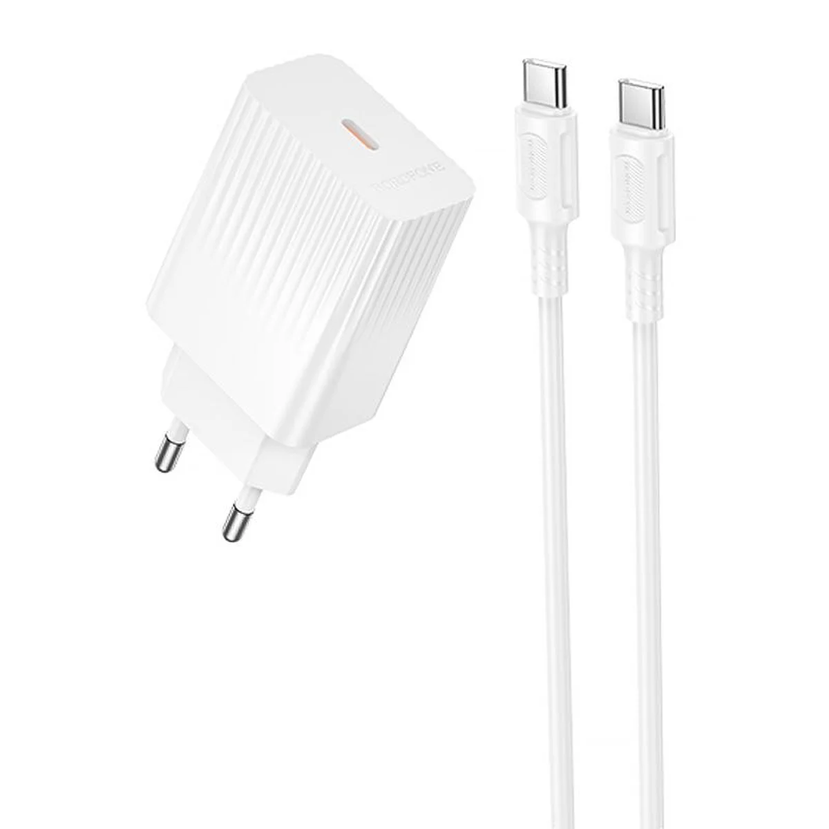 СЗУ Borofone BAS73A Source PD20W (1USB-C) + кабель Type-C to Type-C White