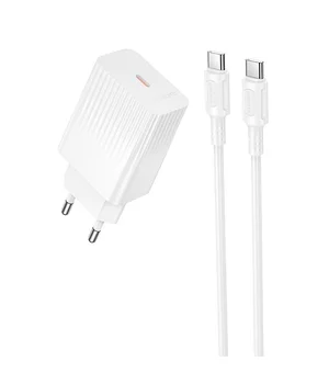 СЗУ Borofone BAS73A Source PD20W (1USB-C) + кабель Type-C to Type-C White
