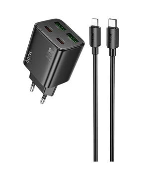 СЗУ Hoco N56 Fundador PD30W four-port (2C2A) + Type-C to Lightning Black