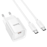 СЗУ Hoco C146A Charm PD20W (1USB-C) + кабель Type-C to Type-C White