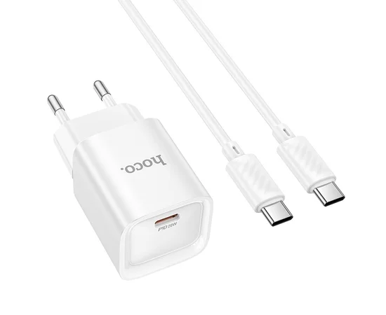 СЗУ Hoco C146A Charm PD20W (1USB-C) + кабель Type-C to Type-C White