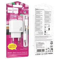 СЗУ Hoco CS54A Surplus PD20W+QC3.0 (1USB-A/1C) + кабель Type-C to Lightning White