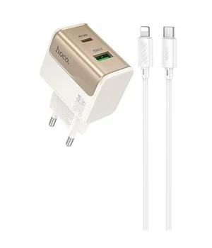СЗУ Hoco CS73A Star Speed PD30W+QC3.0 (1USB-A/1C) + кабель Type-C to Lightning White