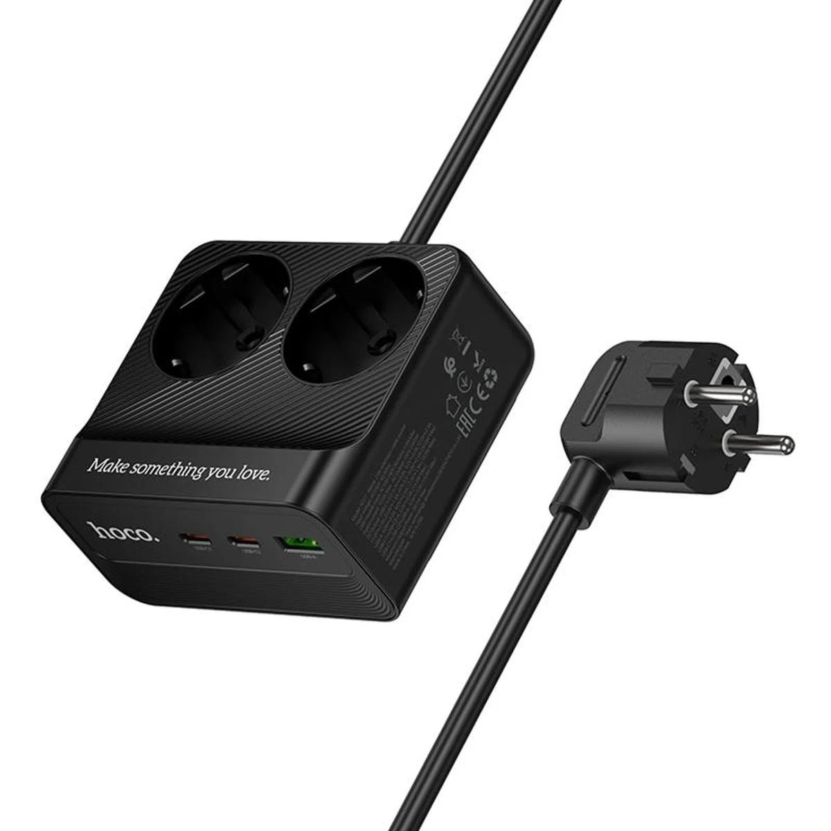 Удлинитель Hoco AC27 Descanso (PD30W/2C/1A/2xSocket) (2m) Black