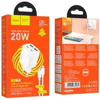 СЗУ Hoco N55 Fundador PD20W four-port (2USB-A/2C) + Type-C to Type-C White