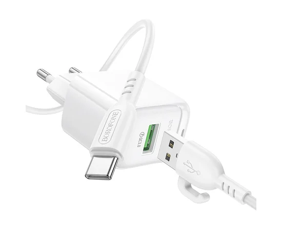 СЗУ Borofone BAS42A Potential QC3.0 (1USB-A) + Type-C White