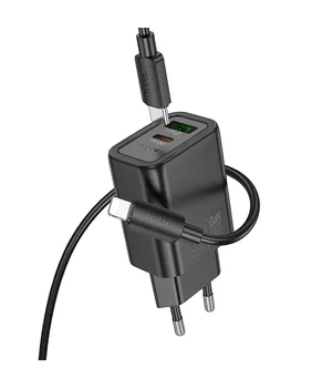 СЗУ Hoco N63 Gentle PD30W+QC3.0 (1USB-A/1C) + кабель Type-C to Lightning Black