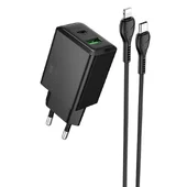 СЗУ Hoco N71 Nuevo PD30W+QC3.0 (1USB-A/1C) + кабель Type-C to Lightning Black