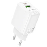 СЗУ Borofone BN27 Fuente PD20W+QC3.0 (1USB-A/1C) White