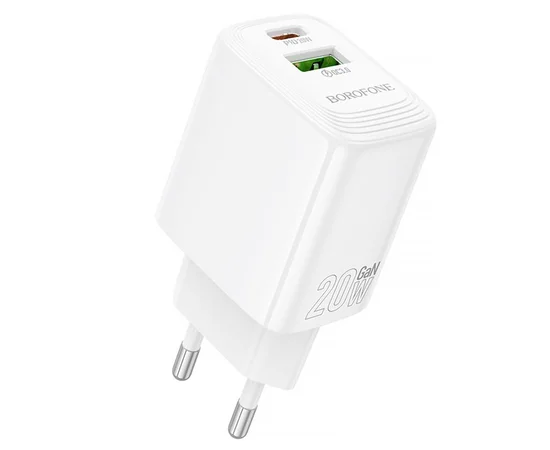СЗУ Borofone BN27 Fuente PD20W+QC3.0 (1USB-A/1C) White