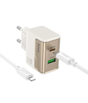 СЗУ Hoco CS73A Star Speed PD30W+QC3.0 (1USB-A/1C) + кабель Type-C to Lightning White