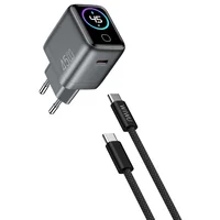 СЗУ WIWU CHG500 Voyager PD45W (1USB-C) + кабель Type-C to Type-C Grey
