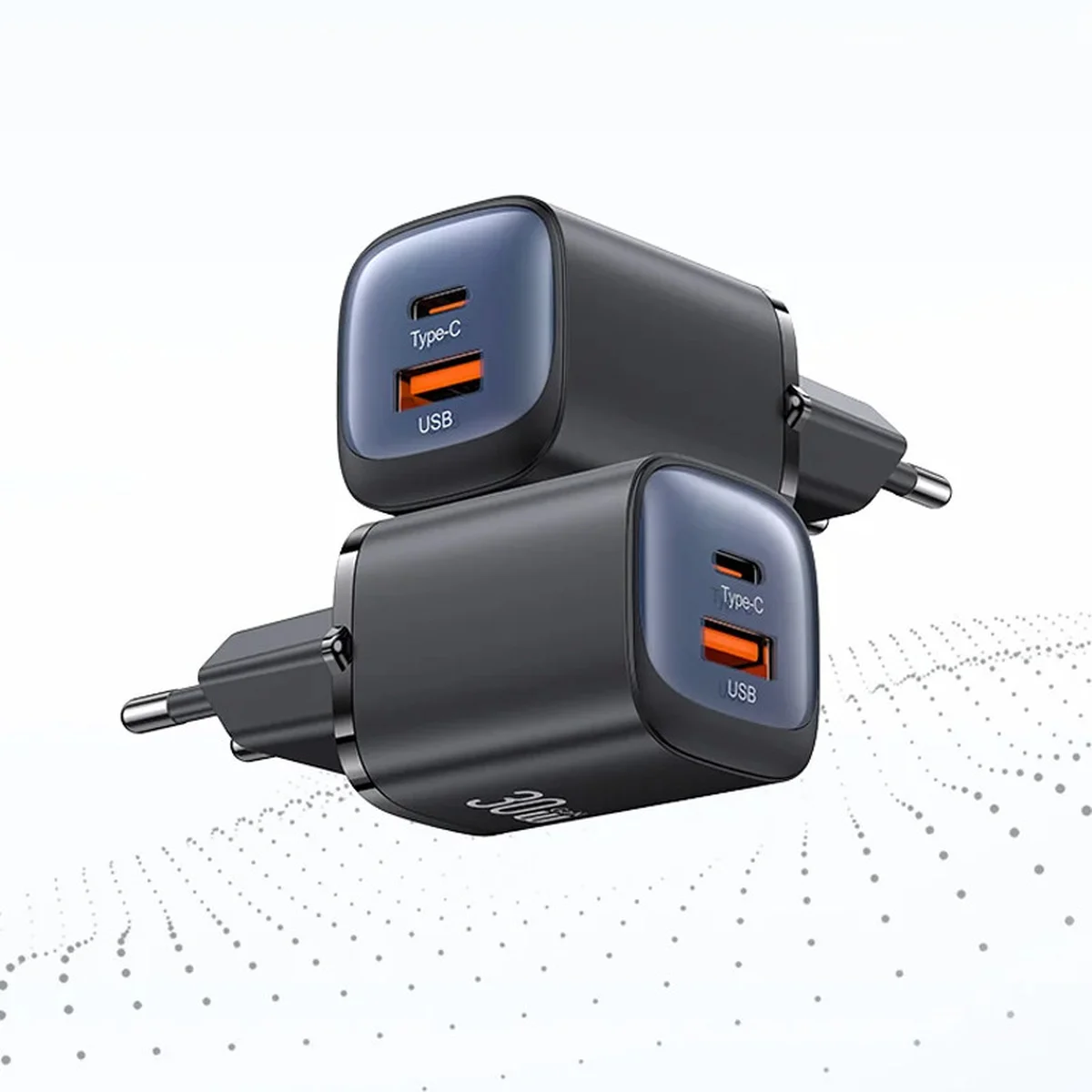 СЗУ Usams US-CC254 GaN HC Ser. 30W (1USB-A/1C) Black