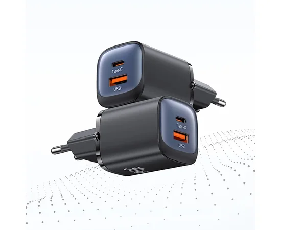 СЗУ Usams US-CC254 GaN HC Ser. 30W (1USB-A/1C) Black