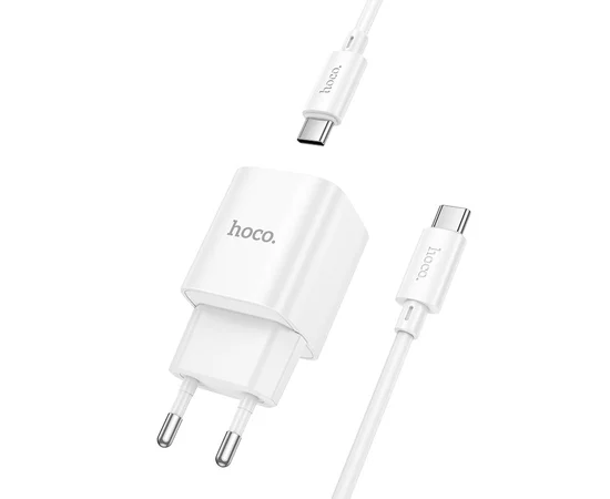 СЗУ Hoco C146A Charm PD20W (1USB-C) + кабель Type-C to Type-C White