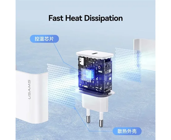 СЗУ Usams US-OYXLTZ01 CC226 PD20W + SJ711 60W Type-C to Type-C Yi Series White