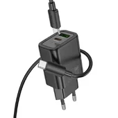 СЗУ Hoco N61 Gentle PD20W+QC3.0 (1USB-A/1C) + кабель Type-C to Type-C Black