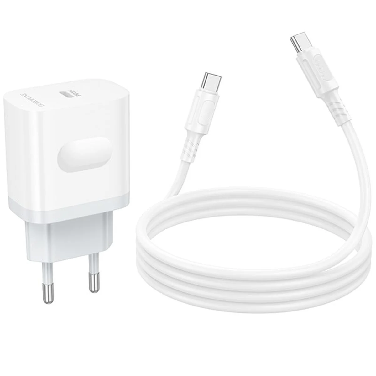 СЗУ Borofone BA99A Breeze PD20W (1USB-C) + кабель Type-C to Type-C White