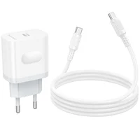 СЗУ Borofone BA99A Breeze PD20W (1USB-C) + кабель Type-C to Type-C White