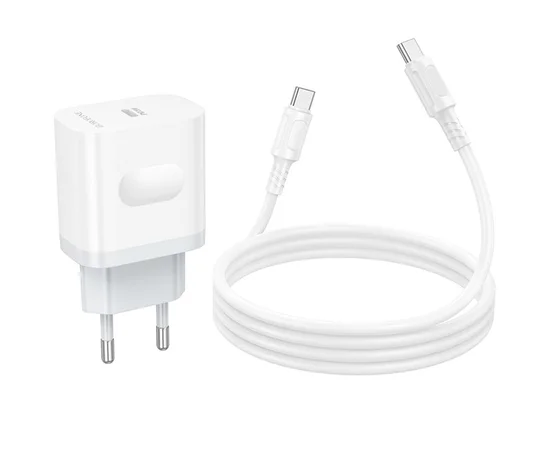 СЗУ Borofone BA99A Breeze PD20W (1USB-C) + кабель Type-C to Type-C White