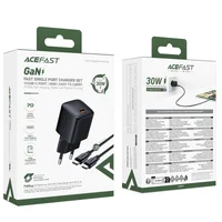 СЗУ Acefast A118 PD30W GaN (1USB-C) + кабель Type-C to Type-C Black