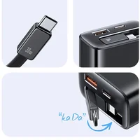 СЗУ Usams US-CC296 GaN With Retractable Type-C Cable Xiang Ser. 30W (1USB-A/1C) Black
