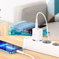 СЗУ Borofone BN7 PD20W+QC3.0 (1USB-A/1C) + Type-C to Lightning White