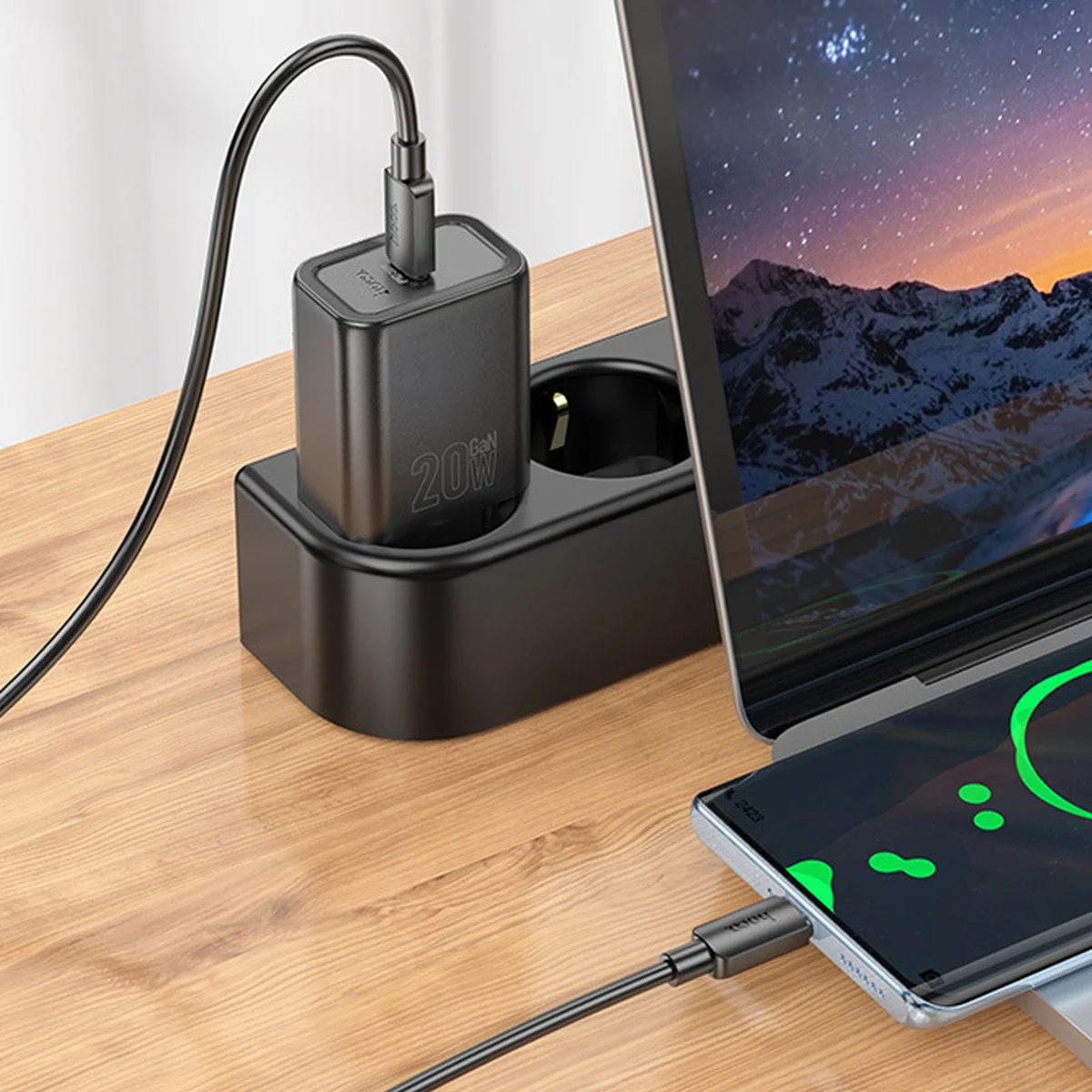 СЗУ Hoco N60 Gentle PD20W (1USB-C) + кабель Type-C to Lightning Black