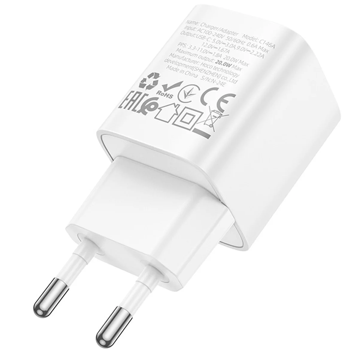 СЗУ Hoco C146A Charm PD20W (1USB-C) White