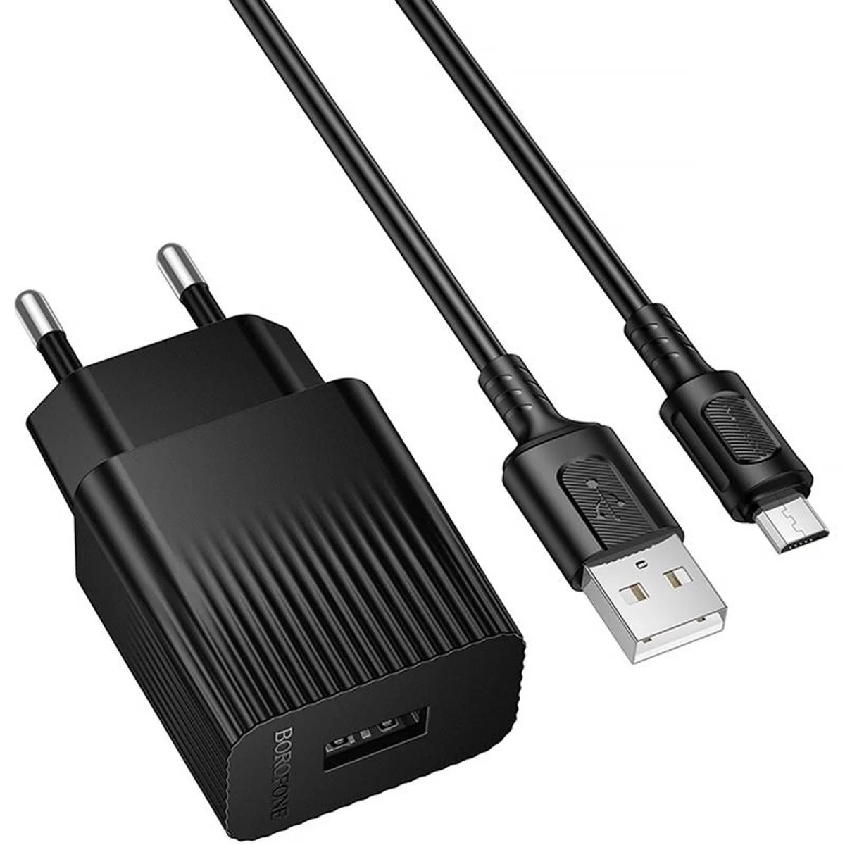 СЗУ Borofone BAS71A Source 10.5W (1USB-A) + кабель USB to MicroUSB Black