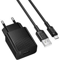 СЗУ Borofone BAS71A Source 10.5W (1USB-A) + кабель USB to MicroUSB Black