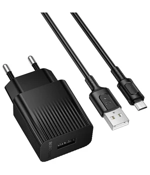 СЗУ Borofone BAS71A Source 10.5W (1USB-A) + кабель USB to MicroUSB Black
