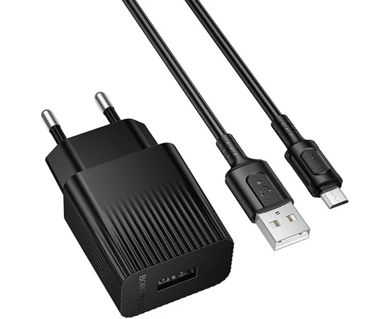 СЗУ Borofone BAS71A Source 10.5W (1USB-A) + кабель USB to MicroUSB Black