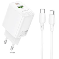 СЗУ Borofone BN27 Fuente PD20W+QC3.0 (1USB-A/1C) + кабель Type-C to Type-C White
